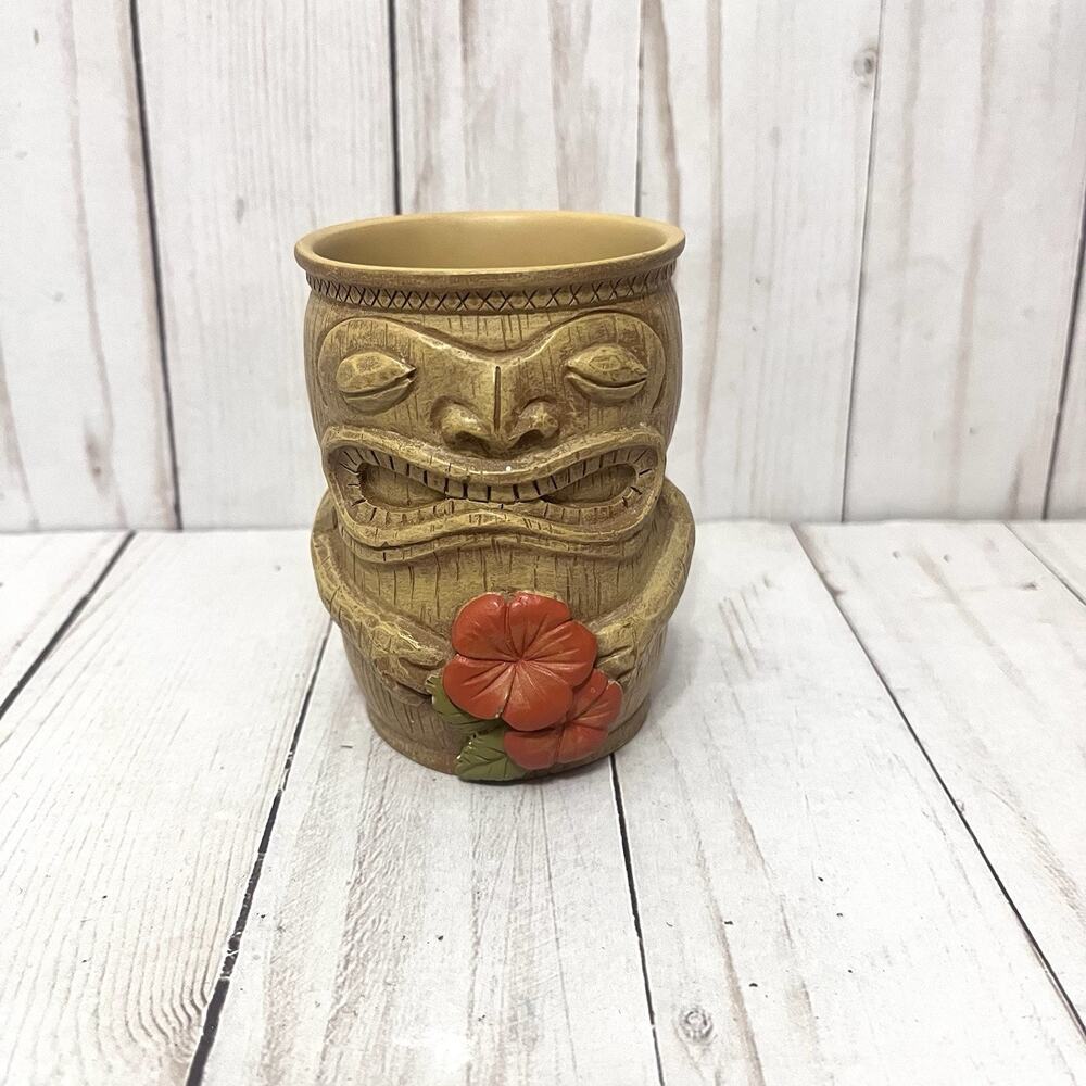 Vintage Tiki Bar Mug Floral Barware Buttcrack 4” Tiki Barware Cocktail Mug